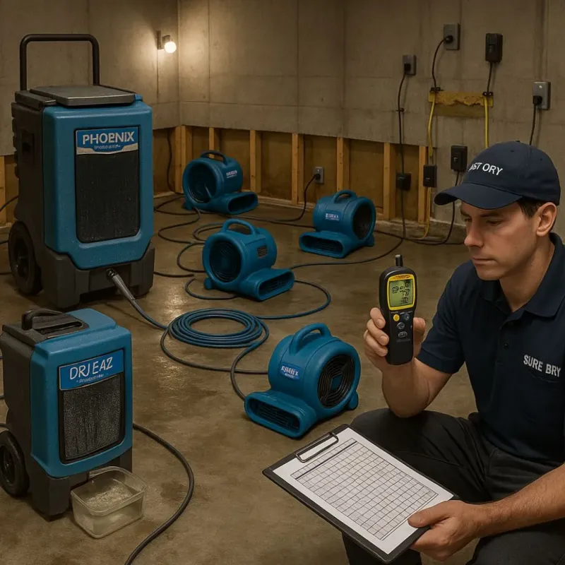 Structural Drying and Dehumidification process in Springdale, OH